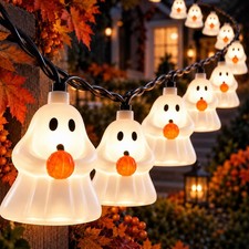 Pallerina 8.5FT Halloween LED Ghost String Lights Plug-In 10 White Ghosts picture