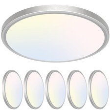 Libtit 7 Inch Nickel Brushed Flush Mount Ceiling Light, 15W, 6 Pack, 3000K/40... picture