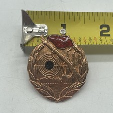 Vintage East German Marksmen Shooting Pin Bullseye Copper Tone  picture