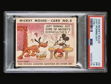 1935 Mickey Mouse Gum Card R89 TYPE 1 - #8 ULTRA RARE - PSA 1.5 - Just Ironing.. picture