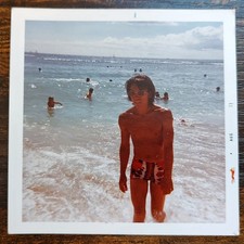 Handsome Young Man At Beach 1970s Shirtless / Vintage Snapshot Found Photo picture