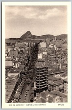 Vtg Rio De Janeiro Brazil Brasil Avenida Rio Branco City Street View Postcard picture