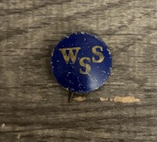 Vintage WWI WSS Blue With Gold Lettering Pinback Button picture
