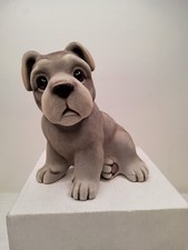 Gray Flocked English Bulldog By George Good 5.5 In Tall Good Condition (155) picture
