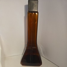 Antique 1930's Owens Illinois Art Deco Glass Liquor Bottle Amber Brown Cap 12