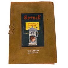 Antique Cornell University 1909 Freshman Banquet Leather Program Menu Signatures picture