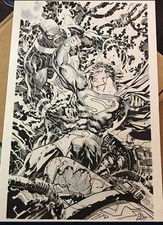DC Superman vs Parasite Original Art sketch by Ken Lashley ledkilla 11x17 picture