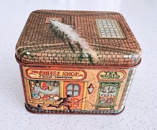 Retro VTG Cheinco CHEIN CO Canister Colorful Village Tin Mid Century Modern  MCM picture