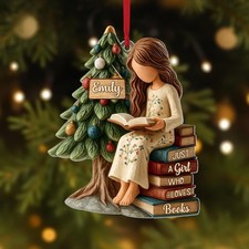 Personalized Just A Girl Who Loves Books 2D Flat Acrylic Ornament, Reading Gift picture