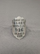 RARE Vintage 1938-1939 Ogden Bicycle License Plate Tag picture