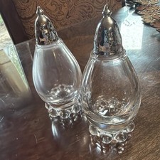Vintage Imperial Glass Candlewick Salt & Pepper Shakers Clear Glass Bubble Feet picture