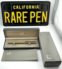 Vintage 1980s DUNHILL GEMLINE Gold Plated FOUNTAIN PEN 14K Med nib NEW OLD STOCK picture