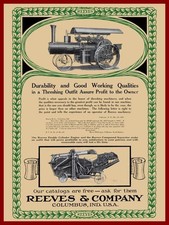 1912 Reeves Steam Engines & Threshing Machines NEW Metal Sign: 12x16