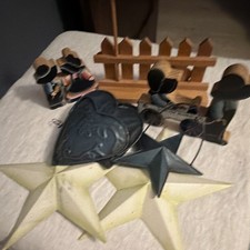 Primitive decor. Amish , heart tins, stars.  picture