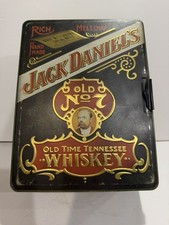 VTG Jack Daniel's Old No. 7 Whiskey Metal Tin Box with 2 GLASSES + EMPTY BOTTLE picture