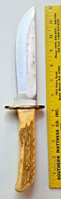 Large bowie knife thick stag handle,7