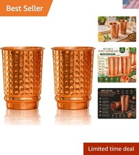 Lightweight 11.8 oz Copper Drinking Tumblers – Ayurvedic Health Set of 2 picture