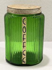 Vintage Original Owens-Illinois  Oval Green Canister Orig. Label ‘Coffee’ 8” picture