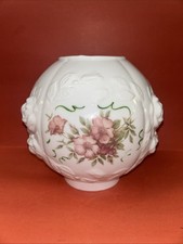 VTG Wild Rose Milk Glass Ball Oil Lamp Shade Replacement Globe Victorian/GWTW picture