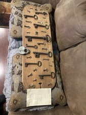 Antique 31-Piece Skeleton Key Collection – 1700s-1900s Mounted On Display Board. picture