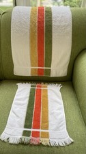 Vintage 70's FIELDCREST - Hand and Fingertip Towel - Avocado Orange Gold- MCM picture