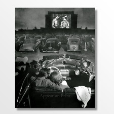 Vintage 1940s Drive-In Theater Cars  Movie Giclee Fine Art Print picture