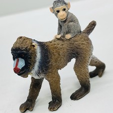 Schleich #14716 MANDRILL w/BABY Female Baboon Retired Animal Figure 2013 picture