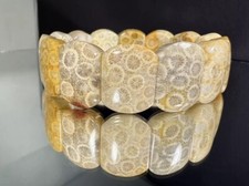 HIGH GRADE NATURAL CORAL FOSSIL BRACELET/ VARIOUS FLOWERS PATTERN picture