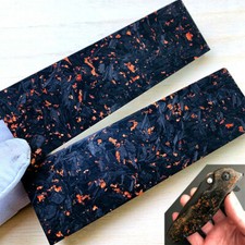 2PACK Black Marbled Knife Handle Carbon Fiber CF With Copper Powder Resin Scales picture