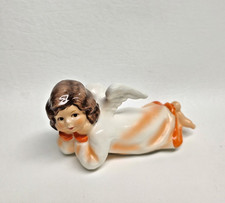 Vintage Goebel Lying Angel Figurine Orange Clothes Unusual West Germany 3-3/4