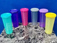 Tupperware Set of 4 Straight Sided Tumblers 16oz  Different  Color New picture