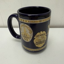 Vintage Police Mug Cup Cobalt Blue 2000 Multi Agency LAPD HPD LASD APD OPD picture