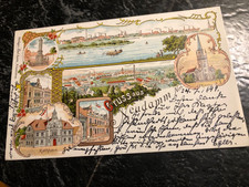 Postcard 1899 greeting from Neudamm Neumark border mark color litho picture