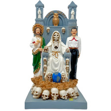 Santa Muerte Seated on The Throne with Saint Jude and Malverde 12