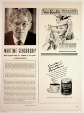 1940s Wartime Censor Article Van Raalte Nescafe Philip Morris Dewar's Ads picture