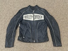 Harley-Davidson Hot Spell Women’s Black Leather Jacket Flame Embroidered Sz S picture
