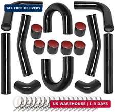 8PCS Universal Aluminum 2.5 Inch Intercooler Piping U-Pipe Black Kit & T-Bolt Cl picture