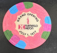 Rare R9 Flamingo Hilton Grand Opening Chip NO DENOMINATION Sample NCV picture