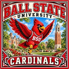 sm05 Ball State University Cardinals Souvenir Refrigerator Magnet 4x4 inches picture
