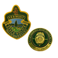 Vermont State Police 75th Anniversary Challenge Coin & Patch Collector Bundle picture