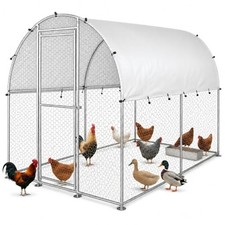 9.8 x 6.6 x 6.9 ft Metal Chicken Coop, Tall Chicken Run with Cover picture
