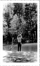 Mystery Man Nice Butt Fishing on River Snapshot Americana 1950s Vintage Photo picture