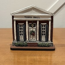 Brandywine Woodcrafts Town Hall Building Tall White Columns Shelf Sitter Decor picture