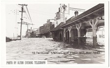 real photo Alton IL - Terminal Station And Four Mill 1943 postcard RPPC picture