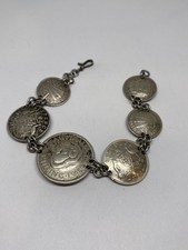 ANTIQUE MID CENTURY SCHILLING SILVER BRACELET 18g 6.5” HANDMADE BEAUTIFUL picture