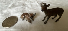 2 RARE Antique Lead Deer Figurines Heyde German Reindeer Christmas  Tiny  1 Inch picture