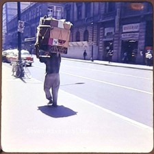 Mexico City Street Scene Man Carrying Load 35mm Slide Photo Transparency picture