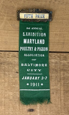 Antique 1911 Baltimore Maryland Poultry & Pidgeon Show Ribbon 5th Prize picture