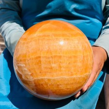 10.36LB Natural Honey Tone Yellow Calcite Sphere Reiki Healing Crystal Ball picture
