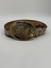Crumrine USA Western Cowboy Belt Snakeskin Strap Silver Plate Rodeo Buckle 46’ picture